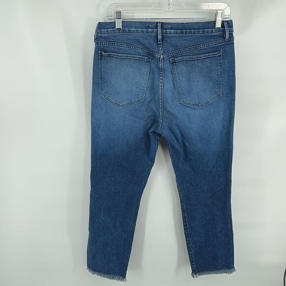 3x1 NYC shredded crop high rise waist straight leg denim jeans EUC 30 fringe - Picture 6 of 12